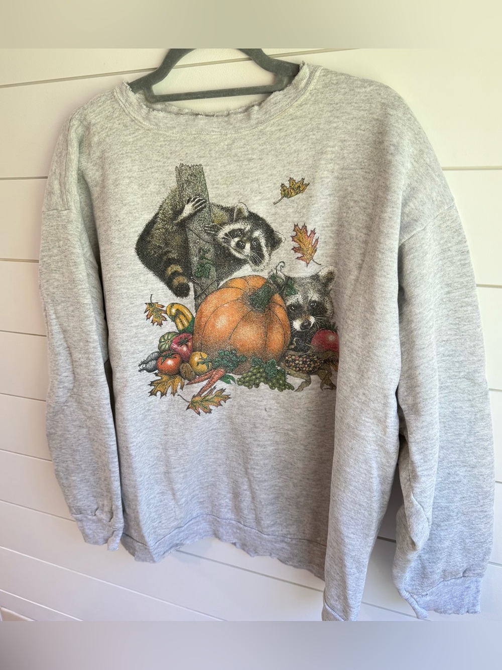 Vintage 90s Raccoon Animal Autumn Sweatshirt crewneck Xl